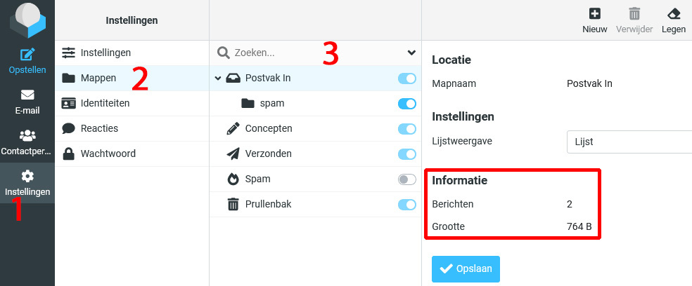Zo groot zijn de mappen in je mailbox